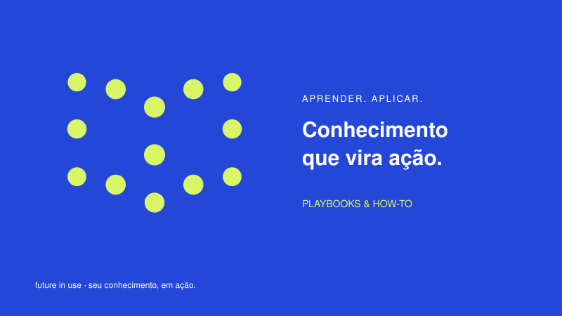 Livro aberto formado por pontos, com a frase Conhecimento que vira ação.